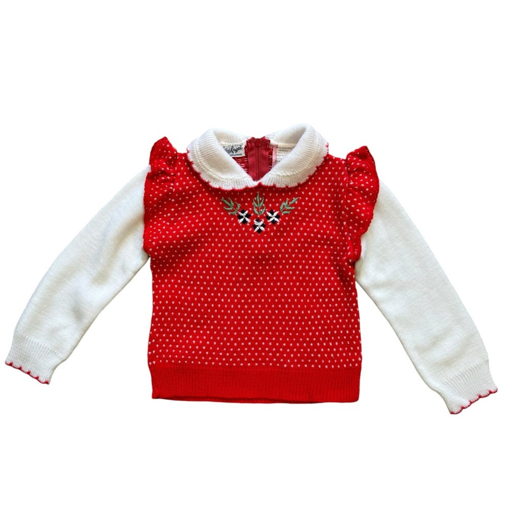 Vintage A Little Angel Polka Dot Girls Infant Sweater 24 Months